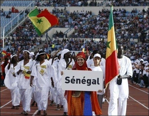 Défilé de la délégation sénégalaise, lors de la cérémonie d'ouverture des jeux de la Francophonie, le 27 septembre à Beyrouth.