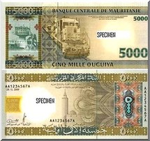 Emission d’un billet de 5000 ouguiya en Mauritanie