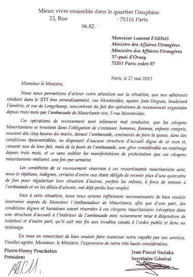 Les riverains de l'Ambassade de Mauritanie à Paris entre dénonciation et ras-le-bol. Les riverains de l'Ambassade de Mauritanie à Paris entre dénonciation et ras-le-bol.