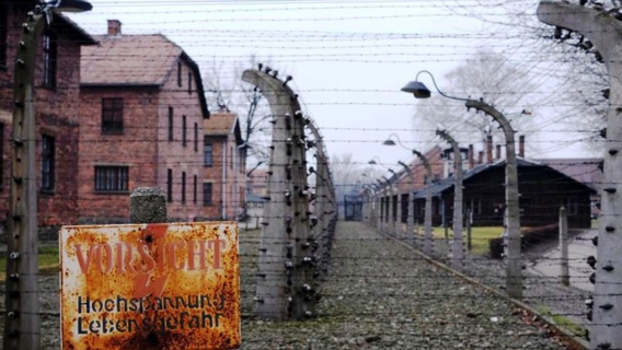 Hollande à Auschwitz pour le 70e anniversaire, 27 janvier 2015, de la libération du camp nazi.  