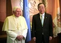 Benoît XVI, devant l'ONU, demande aux Etats de protéger leurs populations Benoît XVI, devant l'ONU, demande aux Etats de protéger leurs populations
