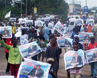 Un millier de militants réclament la libération de Jean-Pierre Bemba Un millier de militants réclament la libération de Jean-Pierre Bemba