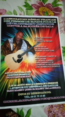 INVITATION : ASSOCIATION DES FEMMES DE FANAYE - SOIREE ANIMEE PAR ABOU DJOUBA - 6 août à Massy Palaiseau
